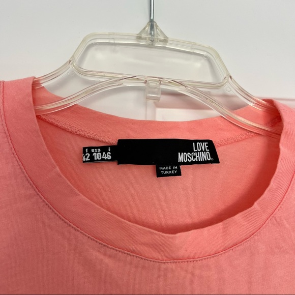 Authentic Love Moschino Box Logo Tee T Shirt Peach Pink - Size US 10 Italy 46 - Picture 4 of 7